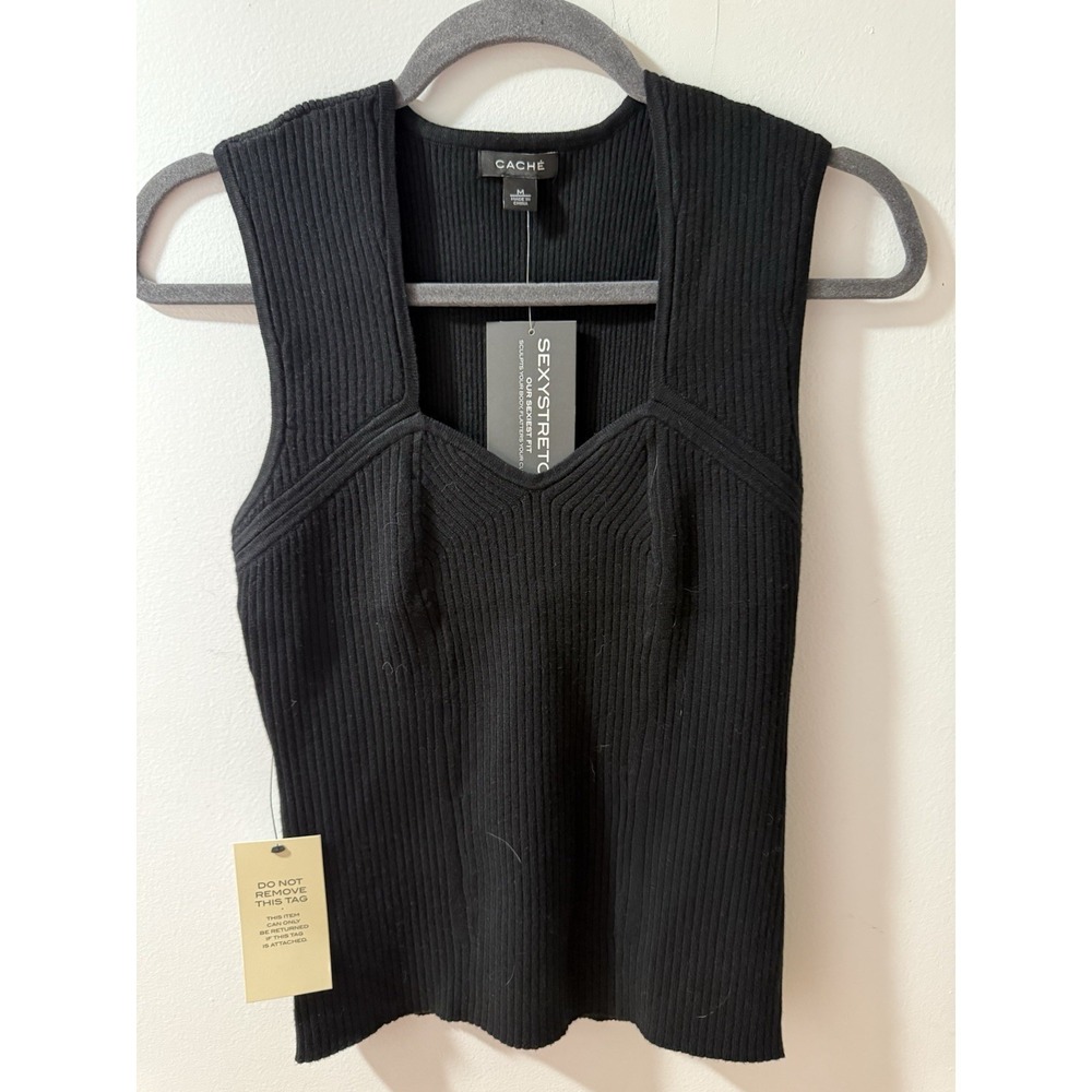 CACHE NWT Soft Knit Sexy Stretch‎ Collection Sweater Sweetheart Top Size M